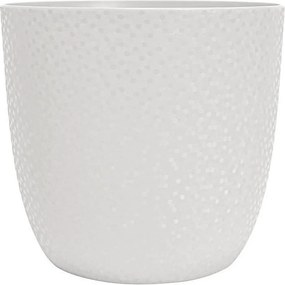 Osłonka Opale biały kość słoniowa Ø 29,5 cm z fasetowanym wzorem bez nóżek na doniczki