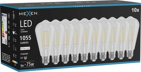 Mexen Vintis 10x żarówka filament LED E27, ST64, 8W, Neutralna - 4000K, 1055 lm, clear - L152-E27-0840-00x10
