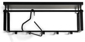 Czarny metalowy wieszak ścienny z półką Rex – Spinder Design
