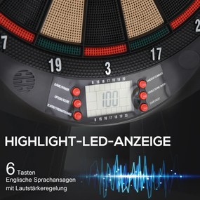 Elektroniczna tarcza do darta z 6 rzutkami dla 8 graczy Gry i zabawy w domu Czarno pomarańczowa | Aosom PL