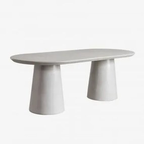 Stół Ogrodowy Owalny 220x95 Cm W Kolorze Cementowym Noemi Sand Grey - Sklum