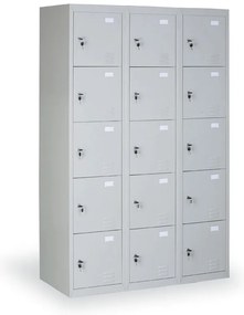 Szafka skrytkowa S2, 15 schowków, 1820 x 1140 x 500 mm, demontaż, zamek cylindryczny, drzwi szare