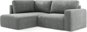 Szary rozkładany/ze schowkiem narożnik z tkaniny szenilowej (lewostronny/w kształcie litery L) Kona – Makamii