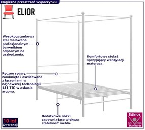 Białe metalowe łóżko z baldachimem 120x200 cm C1-K14