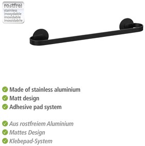 Samoprzylepny metalowy wieszak na ręczniki w kolorze matowej czerni Bivio – Wenko
