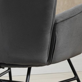 Nowoczesny Fotel Bujany HOMCOM z Miękkim Siedziskiem - Ciemnoszary+Natura