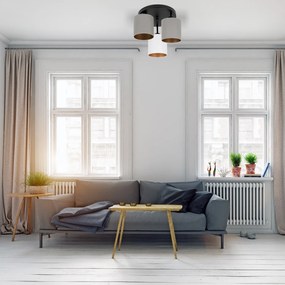 Lampa sufitowa czarna trzypunktowa z szaro-białymi abażurami C-3030SC-
