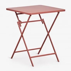 Składany Kwadratowy Stół Ogrodowy 60x60 Cm Ze Stali Tamarit Terracota - Sklum