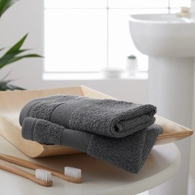 Ciemnoszare bawełniane ręczniki frotte zestaw 2 szt. 30x30 cm Anti-Bacterial – Catherine Lansfield