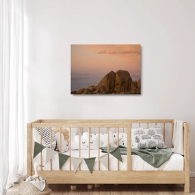 Obraz na szkle zachodu słońca w skałach (70x50 cm)