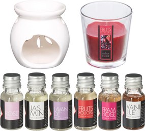 Zestaw zapachowy: kominek, świeczka + olejki zapachowe, 8 elementów