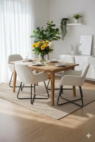 Zestaw 2 kremowych krzeseł z metalowym stelażem jasny beż połysk A2-S11