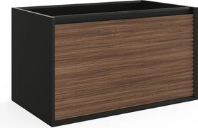 Szafka pod umywalkę wisząca ryflowana - Naturalny ciemny i czarny - 80 cm - BANIVA