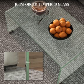 HOMCOM Stabilny stolik kawowy ze szkła, jednolity design, prosty i nowoczesny, 80 x 45 x 35 cm, przezroczysty