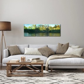 Obraz - jezioro (z zegarem) (90x30 cm)