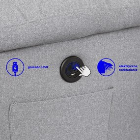 Fotel Masujący BONO 2 Elektryczny Rozkładany z Podnóżkiem Szary Nowoczesny