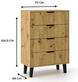 Stylowa komoda na nóżkach dąb artisan - Henex 5X