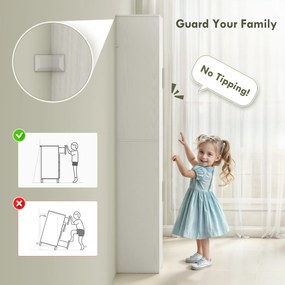 HOMCOM Wysoka szafka łazienkowa 180 cm wąska biała z 2 drzwiami i 4 regulowanymi półkami | Aosom PL