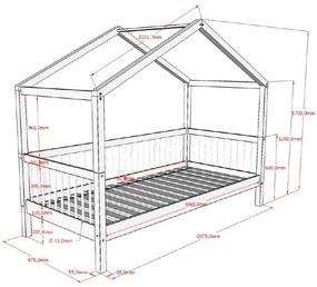 Białe łóżko dziecięce z litego drewna bukowego w kształcie domku 90x200 cm Forrest – Vipack