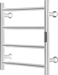 Podgrzewany Wieszak SucceBuy 4-Słupkowy Uchwyt Ścienny na Ręczniki, Podgrzewany Uchwyt Lazienkowy na Ręczniki, Srebrny