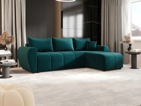 BEDANTE narożnik MOLISA L Itaka 39 prawa turkusowy z funkcją spania sofa w kształcie litery L z pojemnikiem na pościel