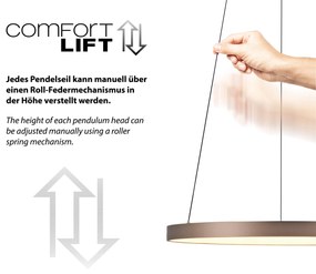 Designerska lampa wisząca brązowa z wbudowanym ściemnianym oświetleniem LED Easylift - HoopDesignerski Oswietlenie wewnetrzne