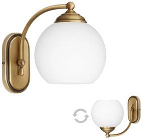 Klasyczny kinkiet mosiężny z kloszem kulą QV-K1