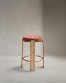 Hoker z litego drewna jesionowego w kolorze terakoty/w ciemnym naturalnym kolorze (wysokość siedziska 75 cm) Granite – Kave Home