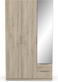 Szafa 3-drzwiowa Ghost z 2 szufladami i 1 lustrem - szer. 119,4 cm