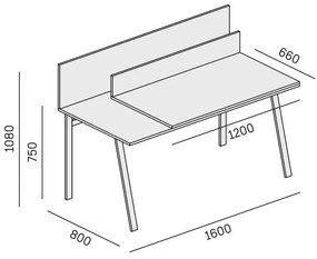 PLAN Biurko SINGLE LAYERS, blat przesuwny, z przegrodami, biały