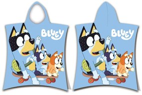 Niebieskie bawełniane ponczo dziecięce w rozmiarze 3-8 lat Bluey Skate – Jerry Fabrics