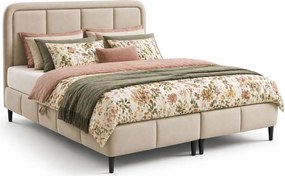 Kremowe łóżko kontynetalne z podwójnym pojemnikiem - 5 rozmiarów R5-P29