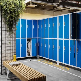 Szafa BHP ubraniowa 10-drzwiowa szaro-niebieska: BARTEK, 1360 x 1720 x 450 mm