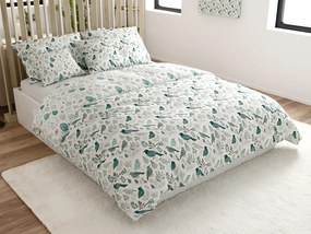 PrzytulneMieszkanie.pl PrzytulneMieszkanie.pl Bawełniana pościel LEAFBIRD POLY biało-zielona Rozmiar pościeli: 70 x 90 cm | 140 x 200 cm