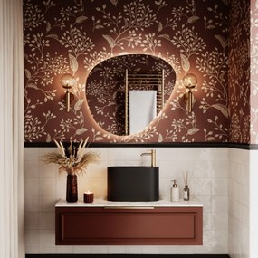 Umywalka z kamienia syntetycznego nablatowa / wisząca owalna czarna 45 x 22 cm OVELA Black : Typ montażu - podwieszana