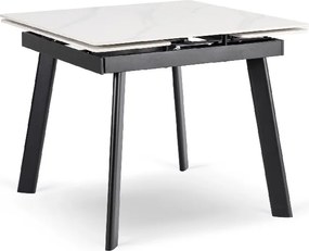 Stół Rozkładany Kwadratowy LARES 90-150 cm Ceramiczny Biały Marmur/Czarny Nowoczesny