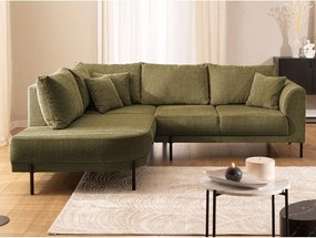 Zielony narożnik z tkaniny szenilowej (lewostronny/w kształcie litery L) Mauris – Ropez