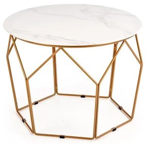 Ława MADISON 60x60 biały marmur/złota HALMAR
