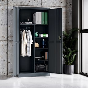 Szafa gospodarcza metalowa DAWID, 900 x 1850 x 400 mm, Smart: antracytowa