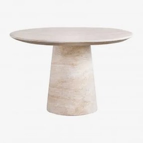 Okrągły Stół Ogrodowy Ø120 Cm Z Cementu Noemi Look Travertino - Sklum