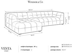 Beżowy aksamitny narożnik Windsor &amp; Co Sofas Vesta, lewostronny