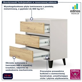 Skandynawska komoda na czarnych nóżkach kaszmir + dąb artisan C2-N07