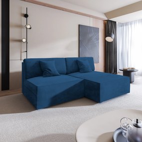 Masseno Narożnik FIORO z funkcją spania i pojemnikiem na pościel Narozniki L, Rozkładana sofa - Niebieski, MONOLITH 77
