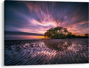 Obraz plaży o zachodzie słońca (70x50 cm)