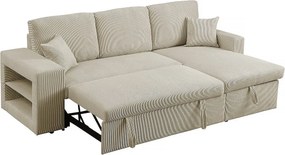Sztruksowy narożnik rozkładany/odwracany "Axel" - 3-osobowy - Beżowy