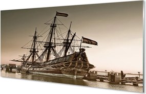 Szkło do Kuchni na Ścianę Zabytkowy Statek na Morzu