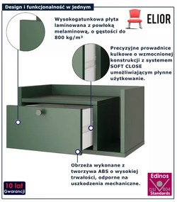 Zielona podwieszana szafka nocna szałwia K9-S99