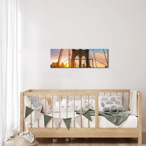 Obraz - Brooklyn Bridge, Manhattan, New York (z zegarem) (90x30 cm)