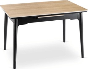 Zestaw Stół Rozkładany SAMER 138-178 cm Dąb/Czarny i 4 Krzesła Tapicerowane PERU Czarne Welurowe