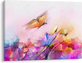 Obraz - Motyl nad kwiatem, abstrakcja (70x50 cm)